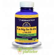 Ca+Mg+Se+Si+Zn cu Vit D3 Complex Forte 120 CPS - Herbagetica